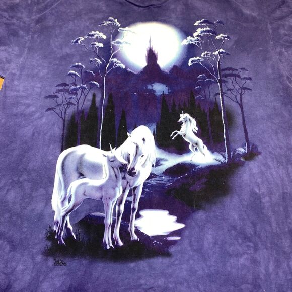 VTG The Mountain Purple Dyed Unicorn Fantasy Graphic Tshirt OSFM Night Shirt - Picture 1 of 9